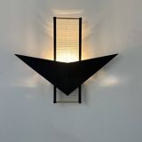 Vintage postmodernist wall lamp, metal and glass, France 1980
