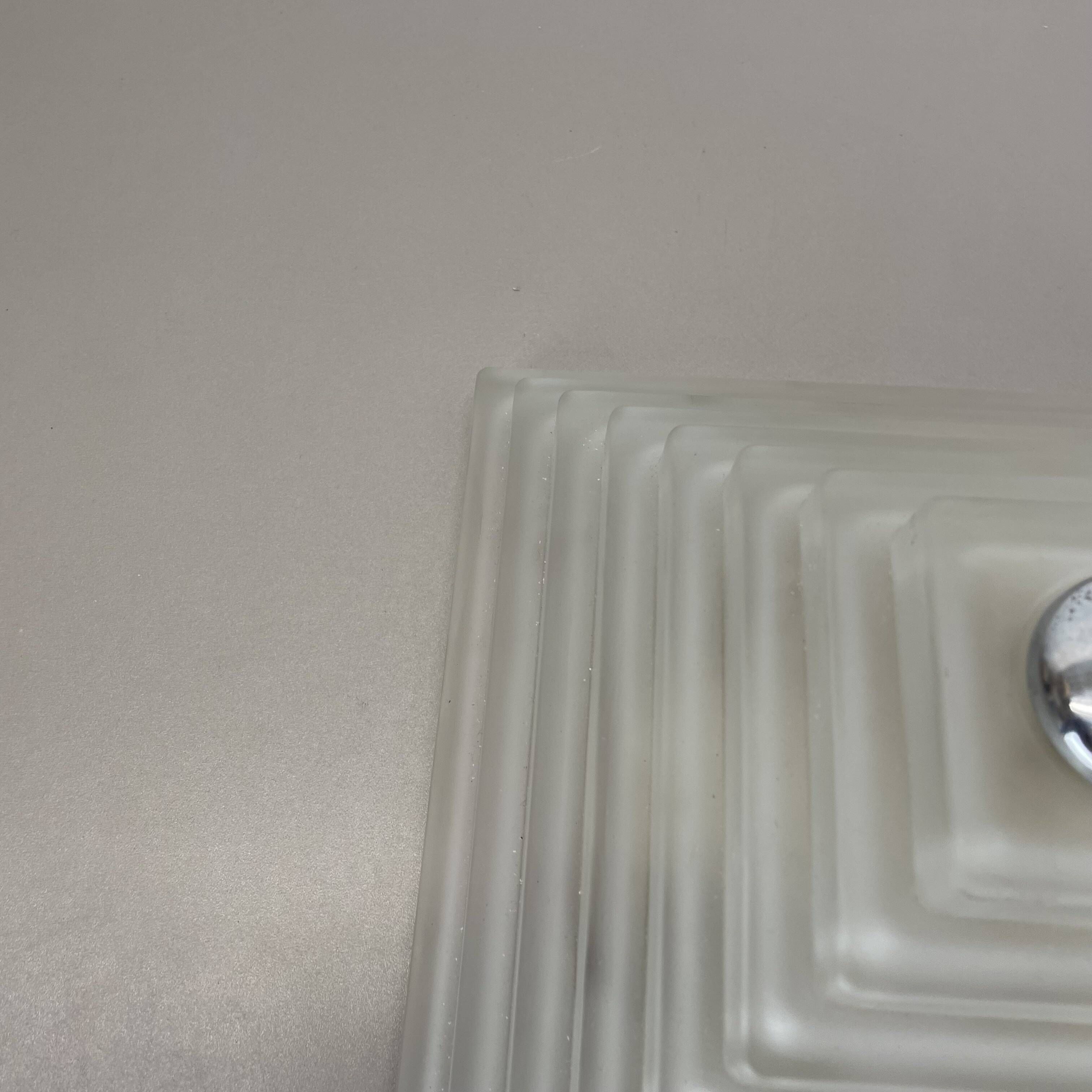 Cubic satin white glass wall light by glashütte limburg attrib., germany 1980s