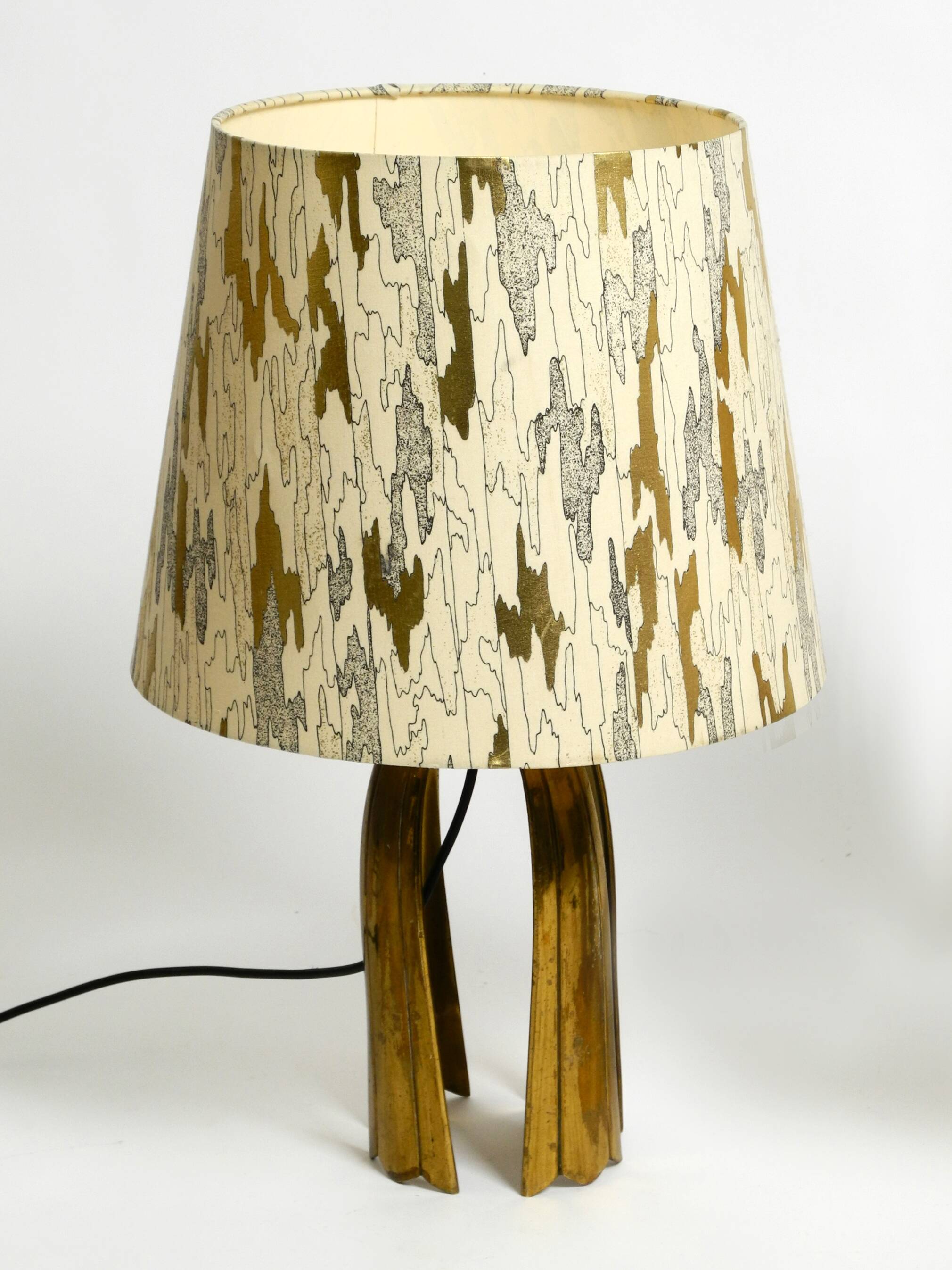 Pair of large extraordinary heavy Mid Century brass table lamps