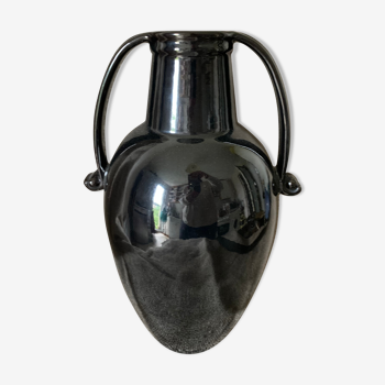 Vase Art Deco noir signe Valy