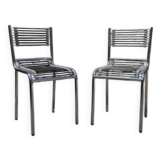 Pair of René Herbst chairs - Chrome Elastic Bands