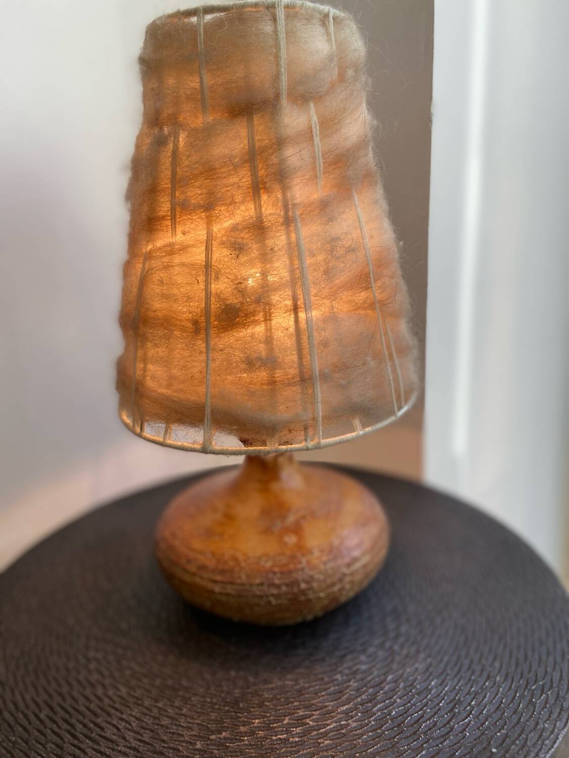 Vallauris stoneware lamp, signed Sesame