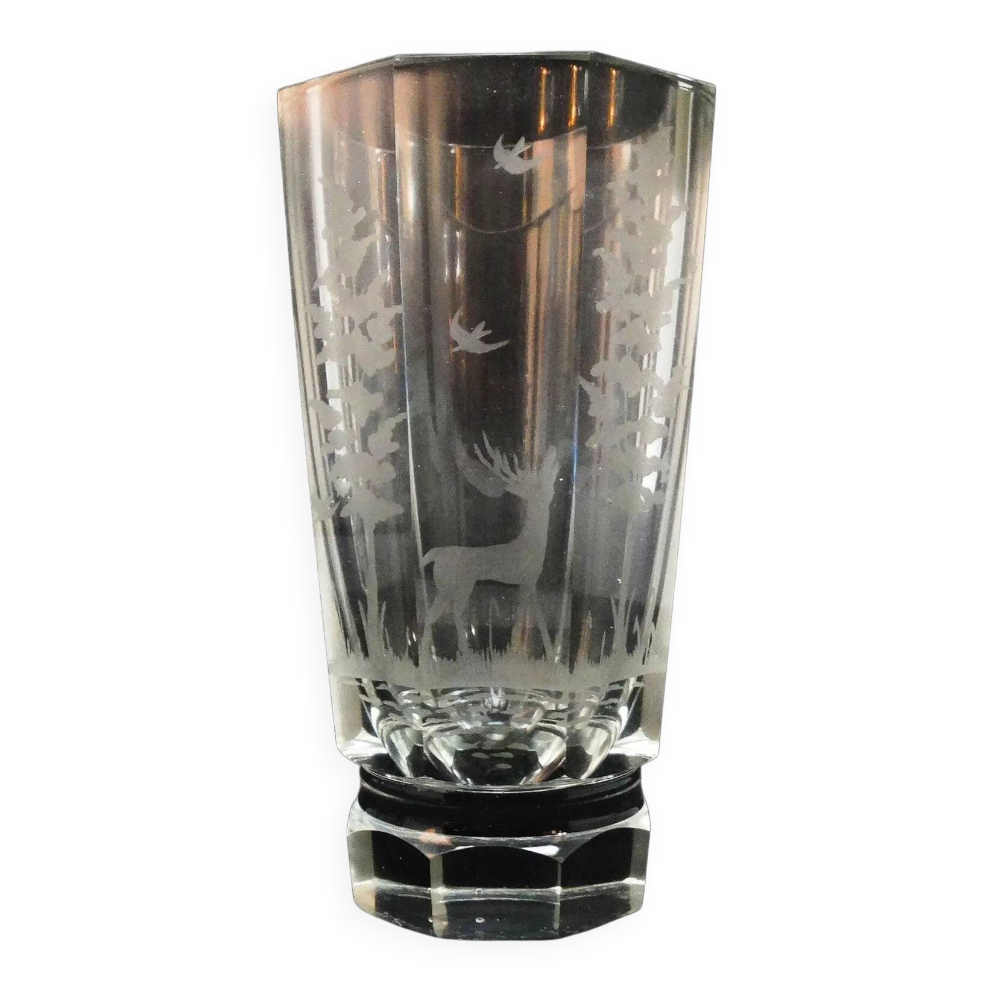 Art Deco vase, crystal, Moser, Czechoslovakia, 1930s
