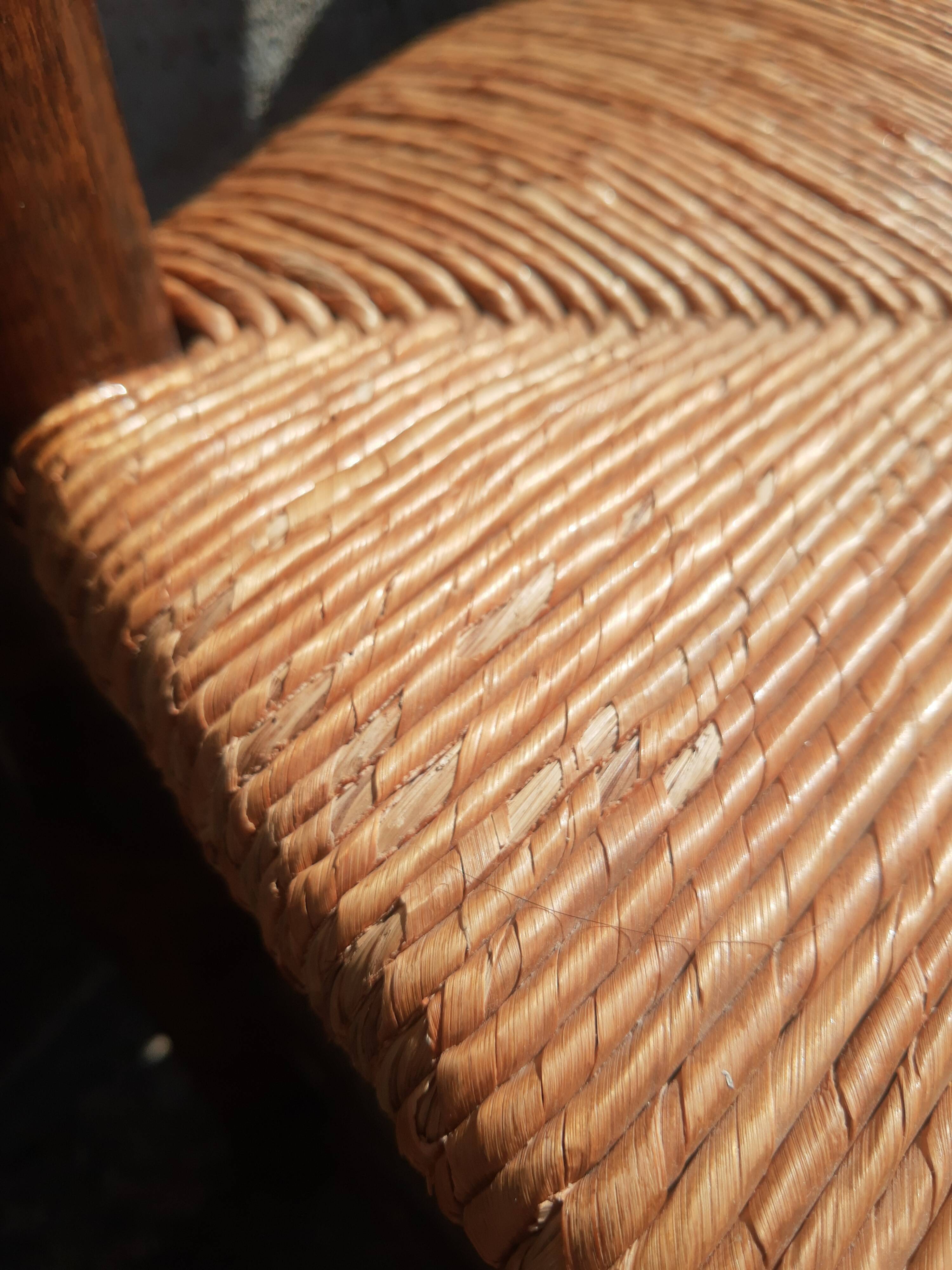 Pair of mulched brutalist chairs and wood