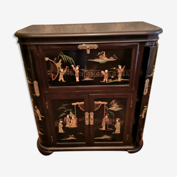 Meuble bar chinois avec méthode de pietra dura