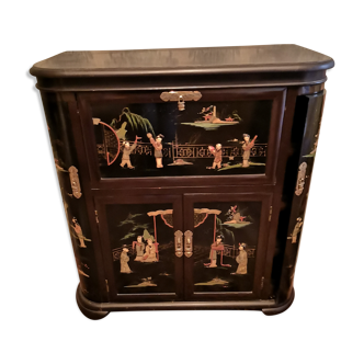 Meuble bar chinois avec méthode de pietra dura