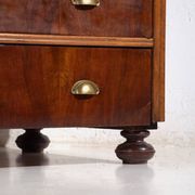 Antique pine chest of drawers with four drawers and brass handles – Central Europe, circa 1900