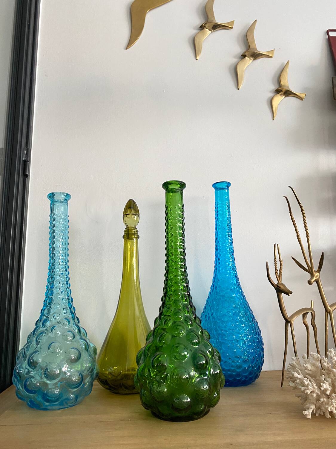 Vintage green Empoli carafe