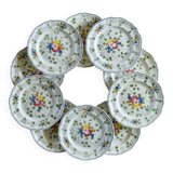 10 flat plates from the Longchamp "Nemours" collection, hand-painted.