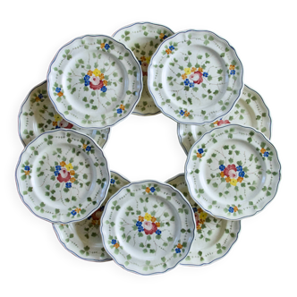 10 flat plates from the Longchamp "Nemours" collection, hand-painted.