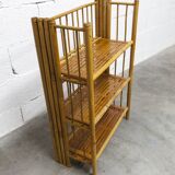 1970s honey-colored folding bamboo shelf