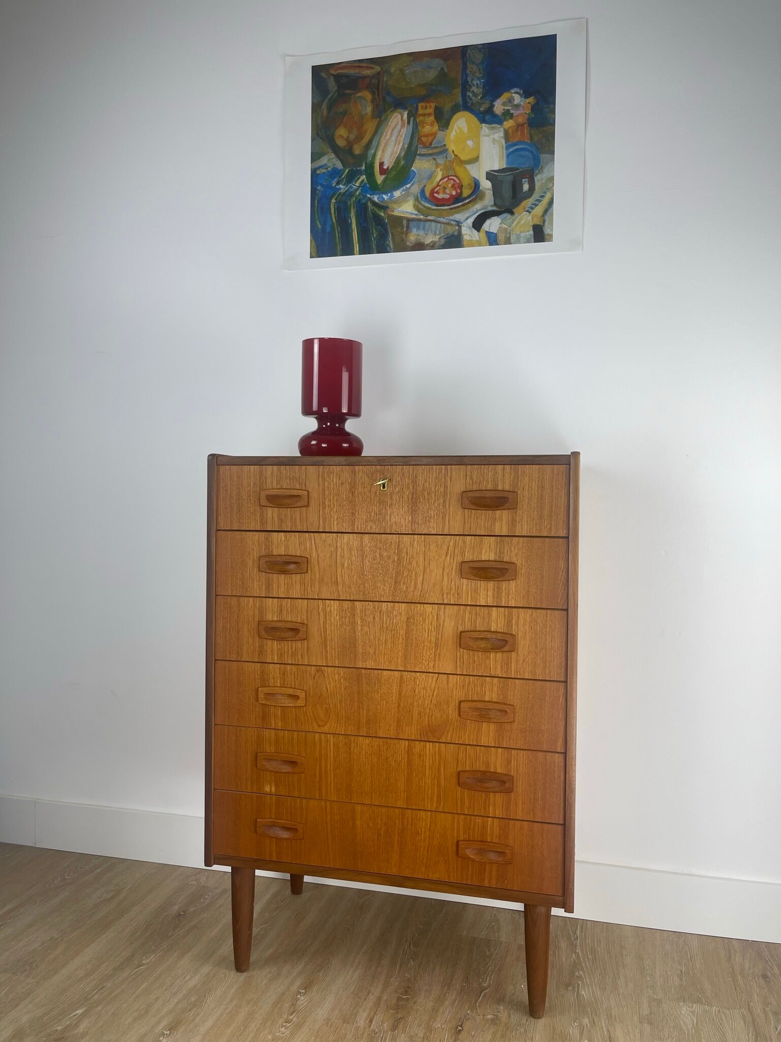 Teak chest of drawers