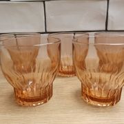 Lot de 5 verres à eau en verre rose vintage