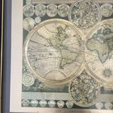 Vintage world map frame "World Map by Peter Schenk The Elder 1645-1715"