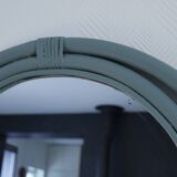 Sage green painted rattan mirror