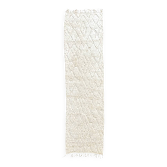 tapis berber Mrirt Blanc de couloir 95x390 cm
