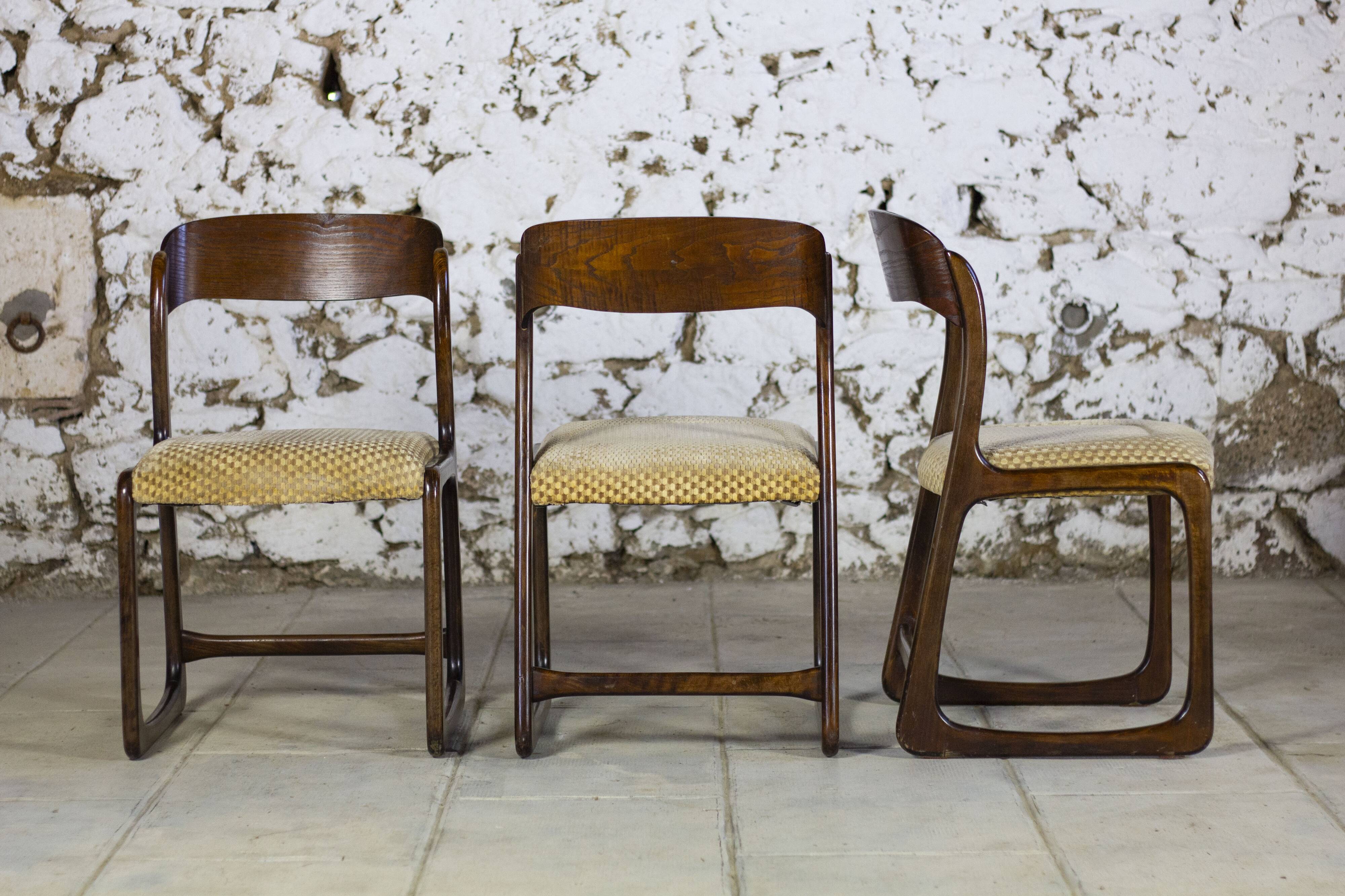 Set of 3 sleigh chairs by Baumann, 1960