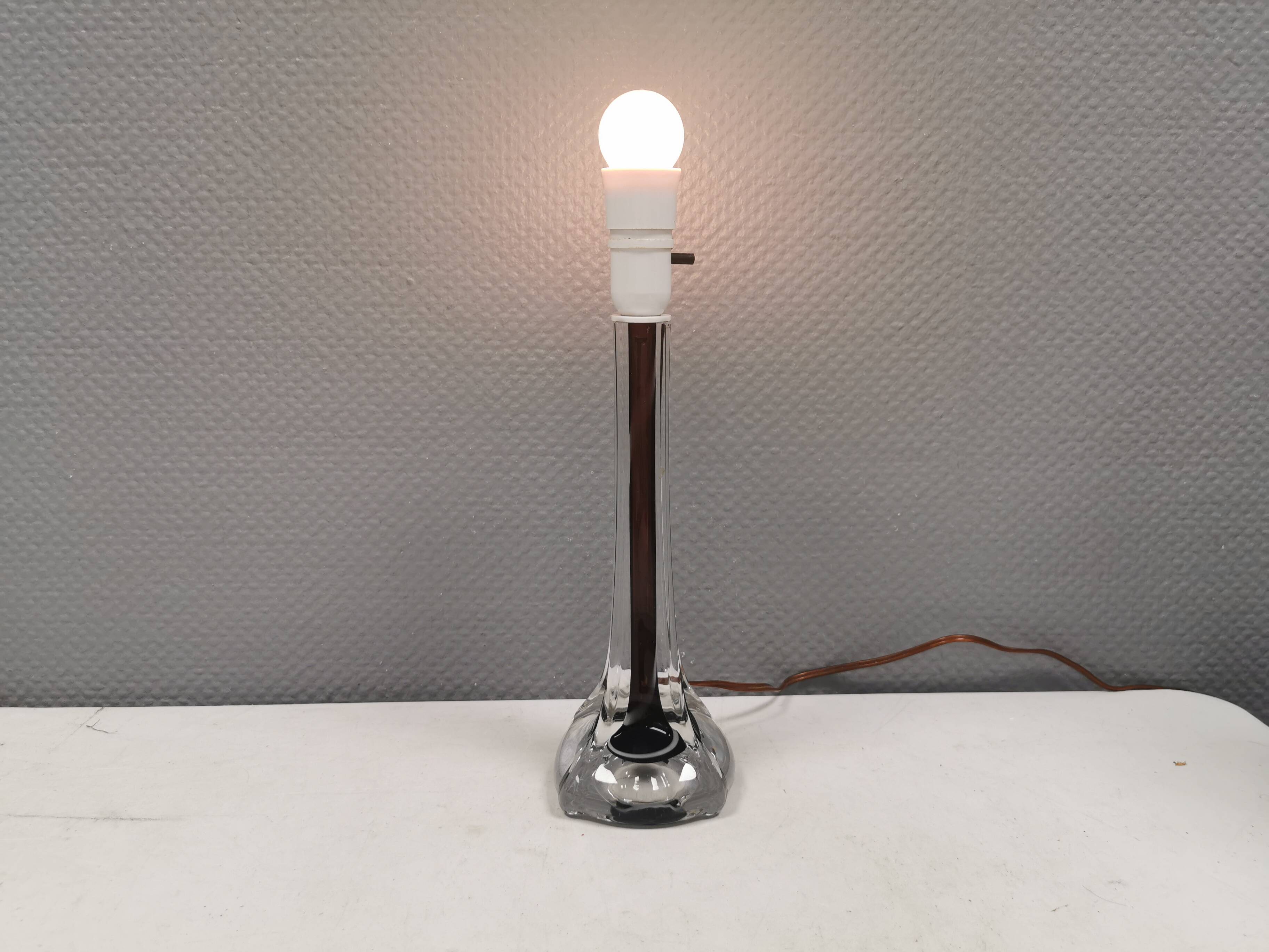 Glass table lamp, made by Swedish Flygsfors in the 1960s