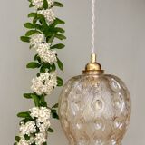 Vintage amber glass globe pendant light