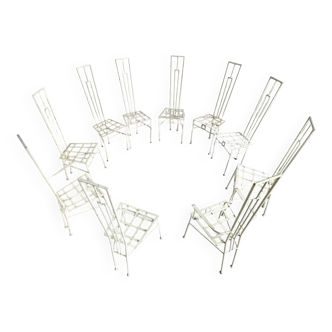 Set of 10 outdoor chairs, France 1950