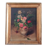Early 20th Century Floral Bouquet Still Life Oil Painting, Framed