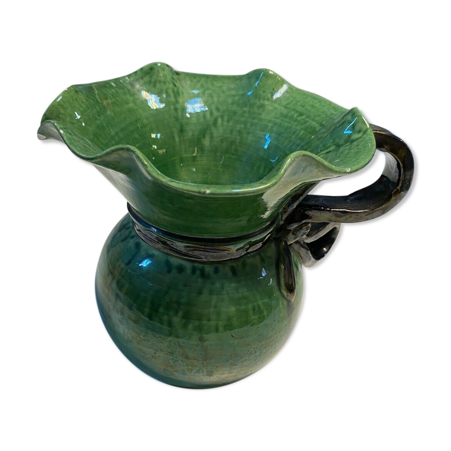 Cerenne Vallauris green pitcher vase