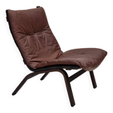 1970s, Danish loungechair by Farstrup, leather, canvas, bent wood.