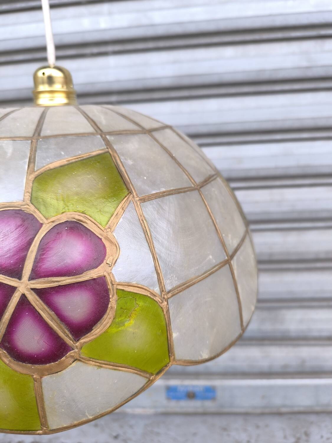 Mother-of-pearl and brass pendant light 1940