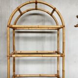 Library in burr rattan wicker natural bamboo old 1950