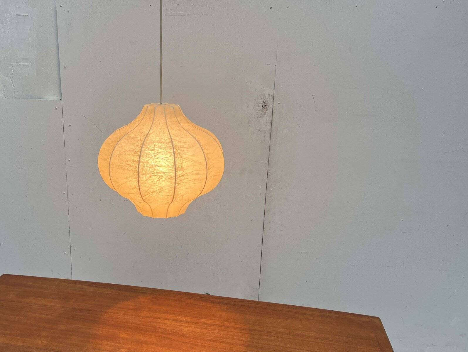 Modern mid-century Cocoon pendant lamp by Friedel Wauer for Goldkant Leuchten, 1960s.