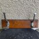 Wall coat rack two old metal hooks on vintage varnished wood