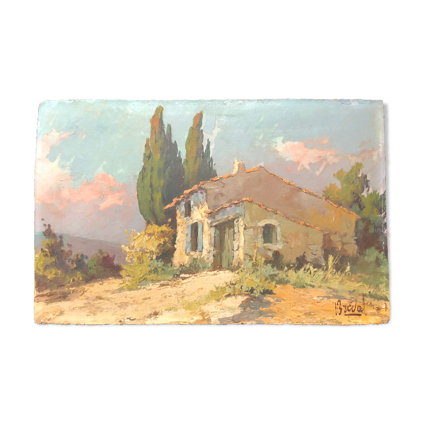 Oil on panel signed breval - mas provençal