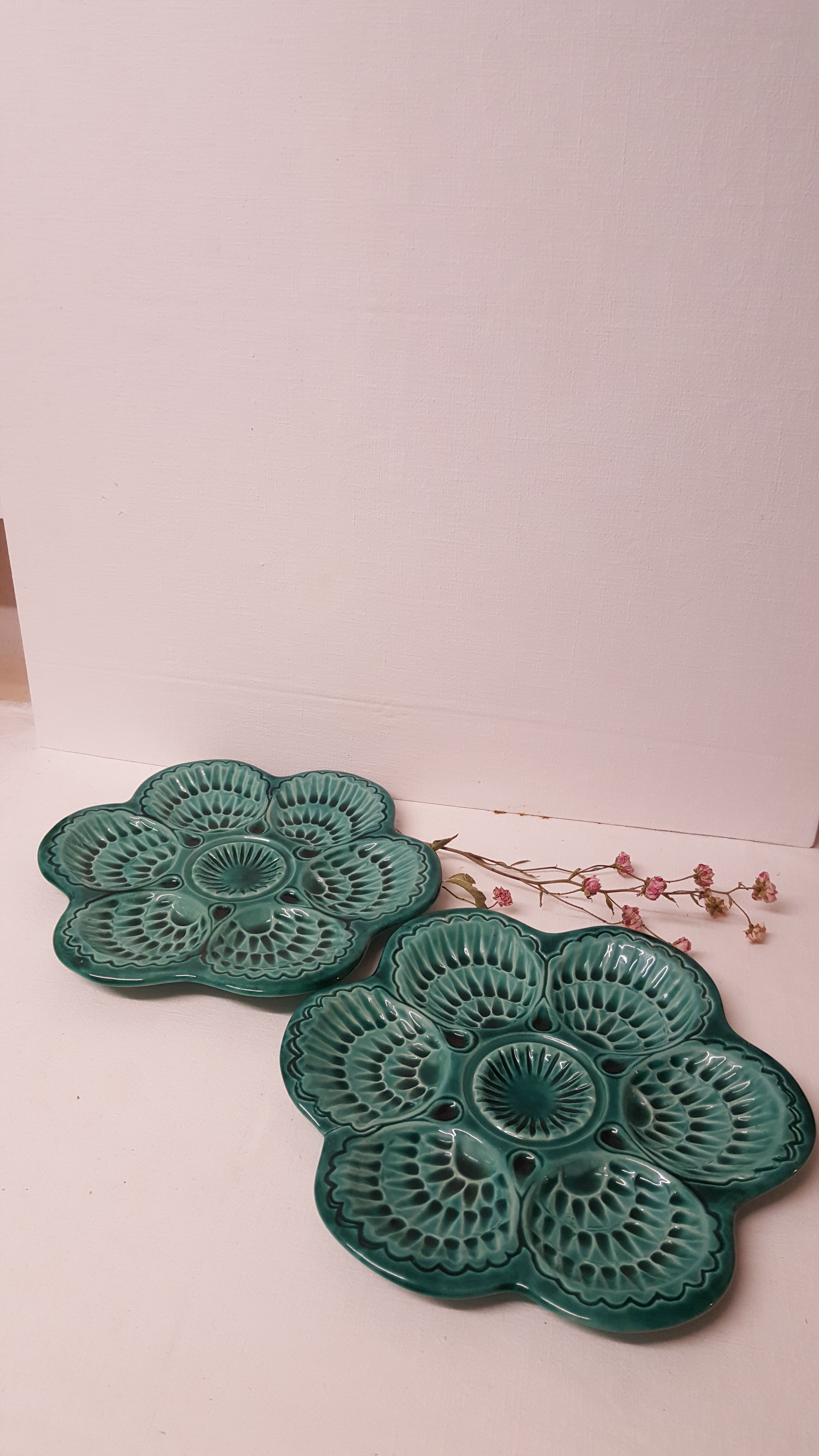 Duo of oyster plates Signed Marcel Guillot France