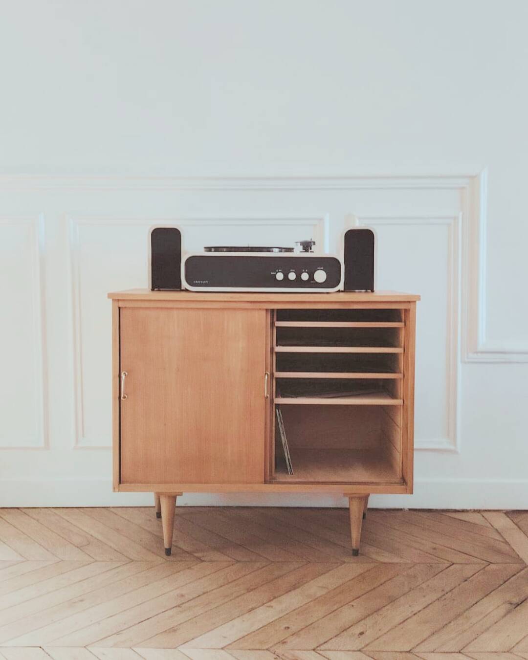 Vinyl cabinet / Renovated low modernist sideboard, 1960s-70s