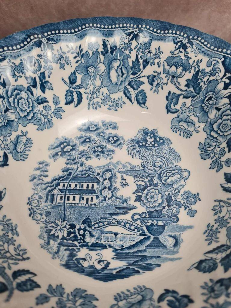 Vintage Myott Meakin blue toile de Jouy salad bowl – English earthenware – country decor