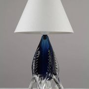 Blue & Crystal Art Glass Table Lamp — Sweden, circa 1955–1965