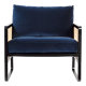 Fauteuil cannage structure noire velours marine
