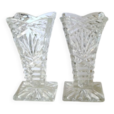 Pair of Czech Boho Art Deco vase, Bohemian crystal. Design and refined