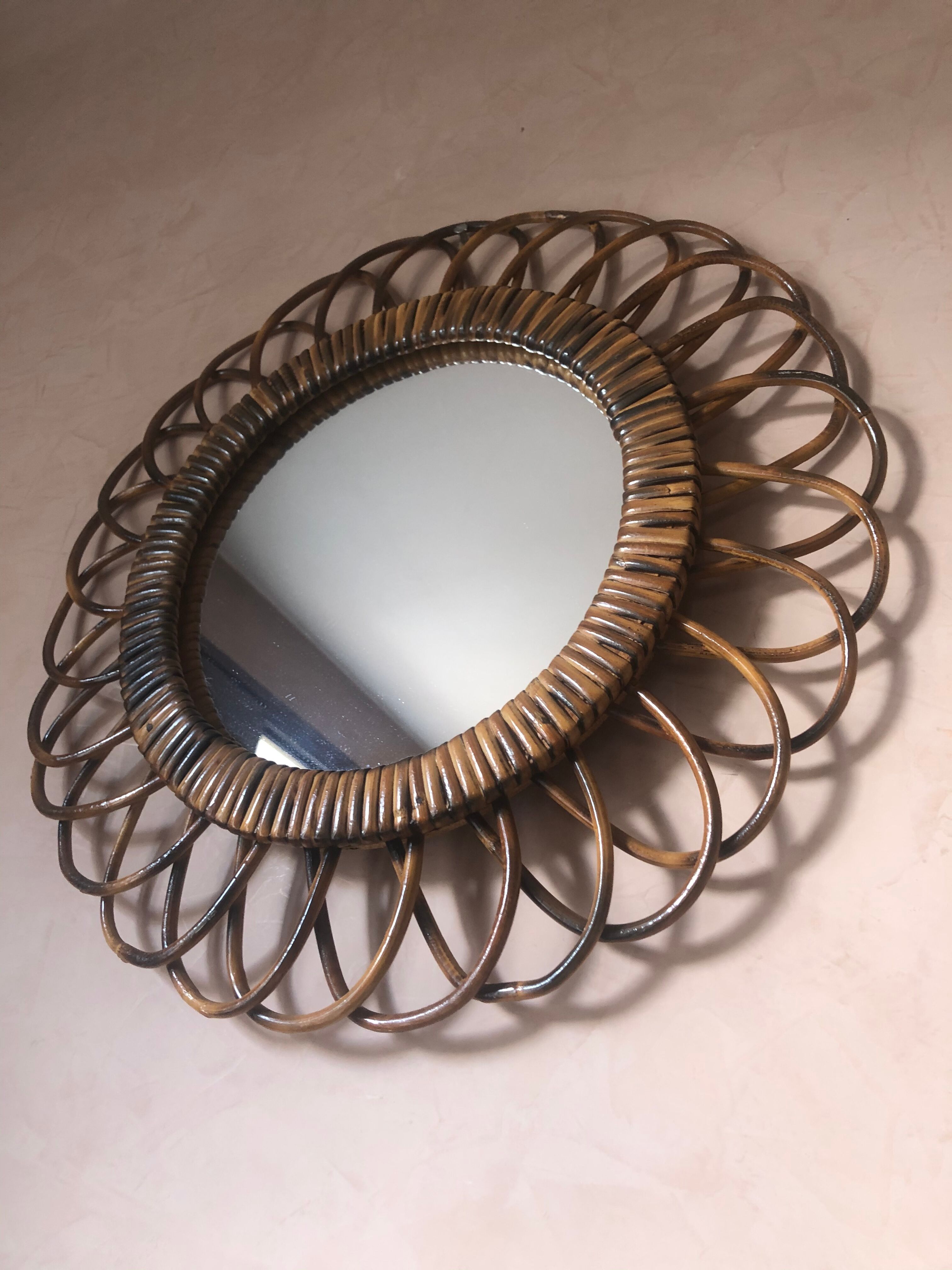 Rattan mirror 42cm