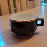 Tasses et sous tasses à café vertes et or