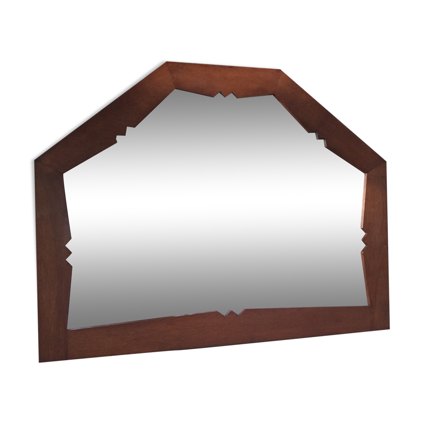 Art deco wooden trapeze mirror, 80x62cm