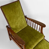 Morris armchair in beech and green velvet, United Kingdom, circa 1900