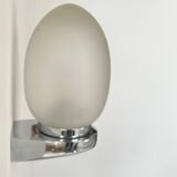 Vintage wall lamp, chrome and sandblasted glass, France 1970