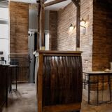 Vintage wooden high bar/counter/bar cabinet with cloche