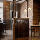 Bar haute vintage en bois / comptoir / meuble bar avec cloche