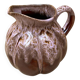 Antique melon pitcher flamed ceramic brown & pink vintage
