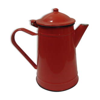 Coffee maker red enamelled metal of 1960