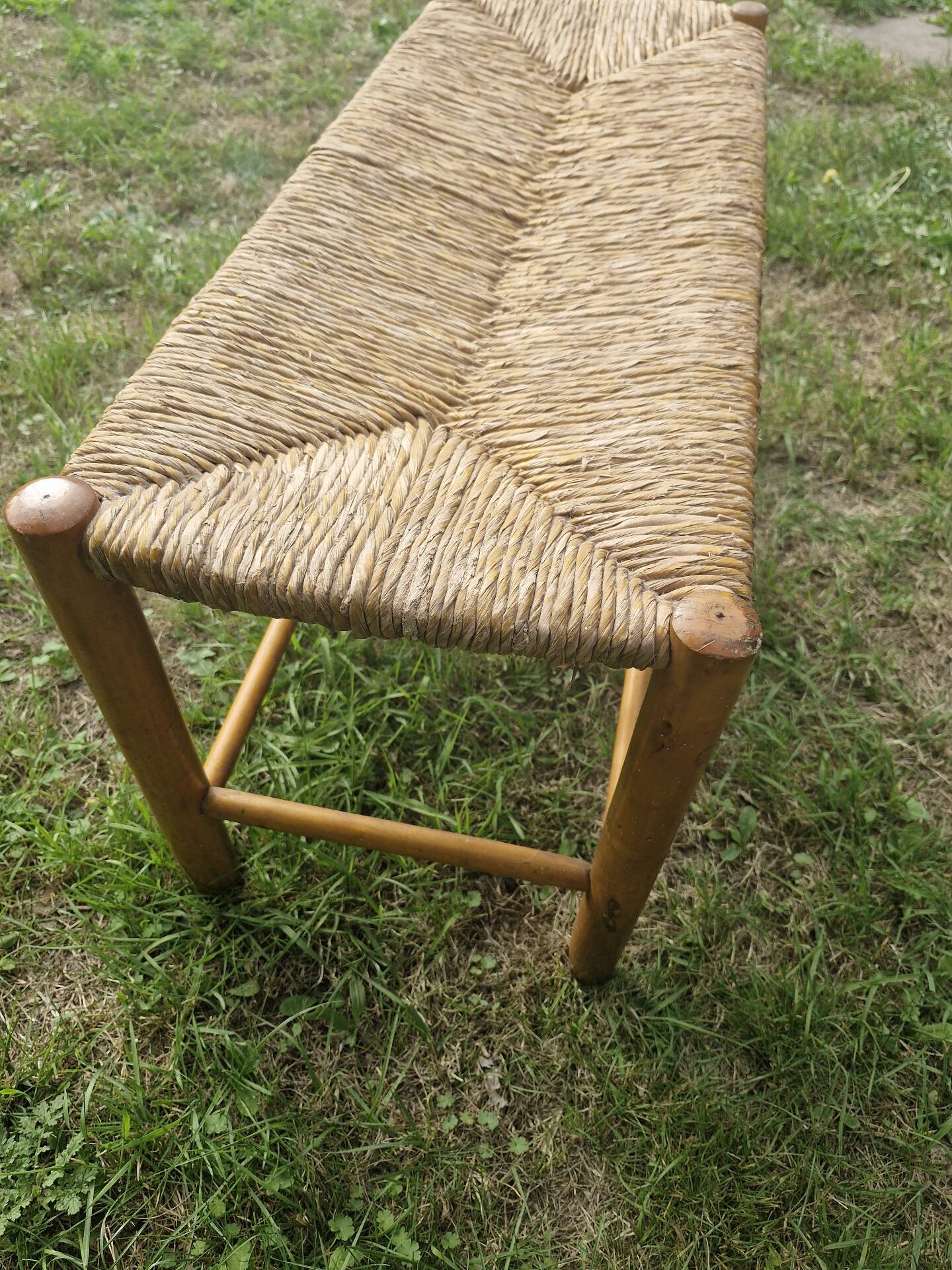 Wood and straw bench