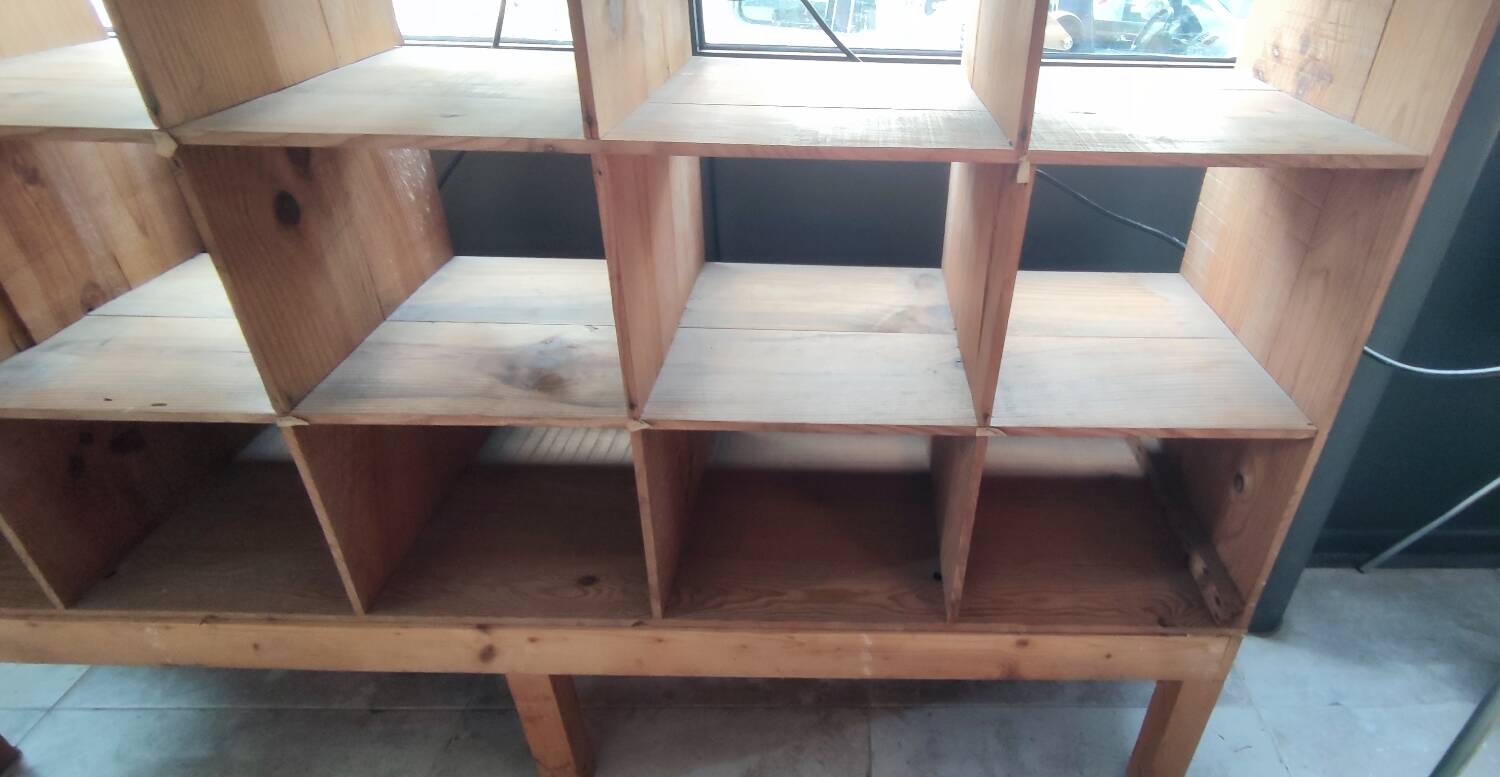 Large industrial-style shelving unit