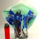 Vase, blown glass, inclusions, large neck, signed Jean Michel Gauthier 2005